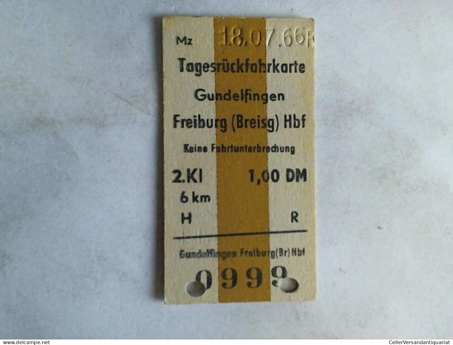 Tagesrückfahrkarte Gundelfingen - Freiburg (Breisg) Hbf. 2. Klasse Von (Eisenbahn-Fahrkarte) - Unclassified