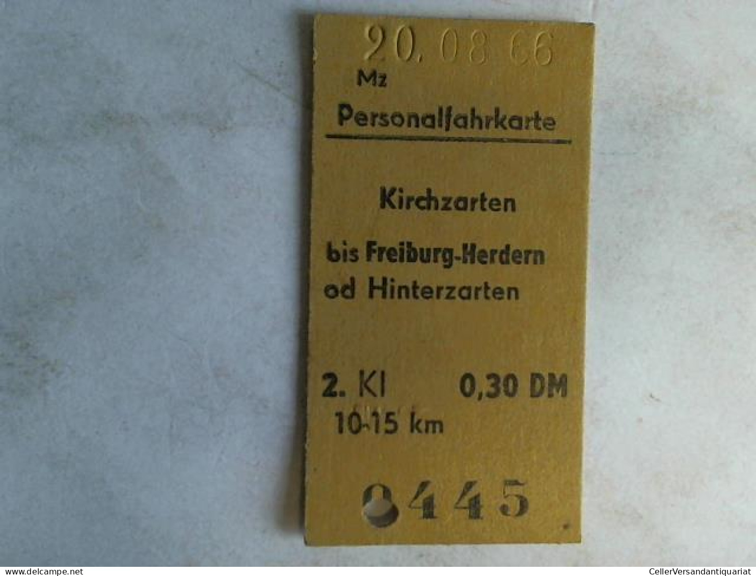 Personalfahrkarte Kirchzarten Bis Freiburg-Herdern Od Hinterzarten. 2. Klasse Von (Eisenbahn-Fahrkarte) - Unclassified