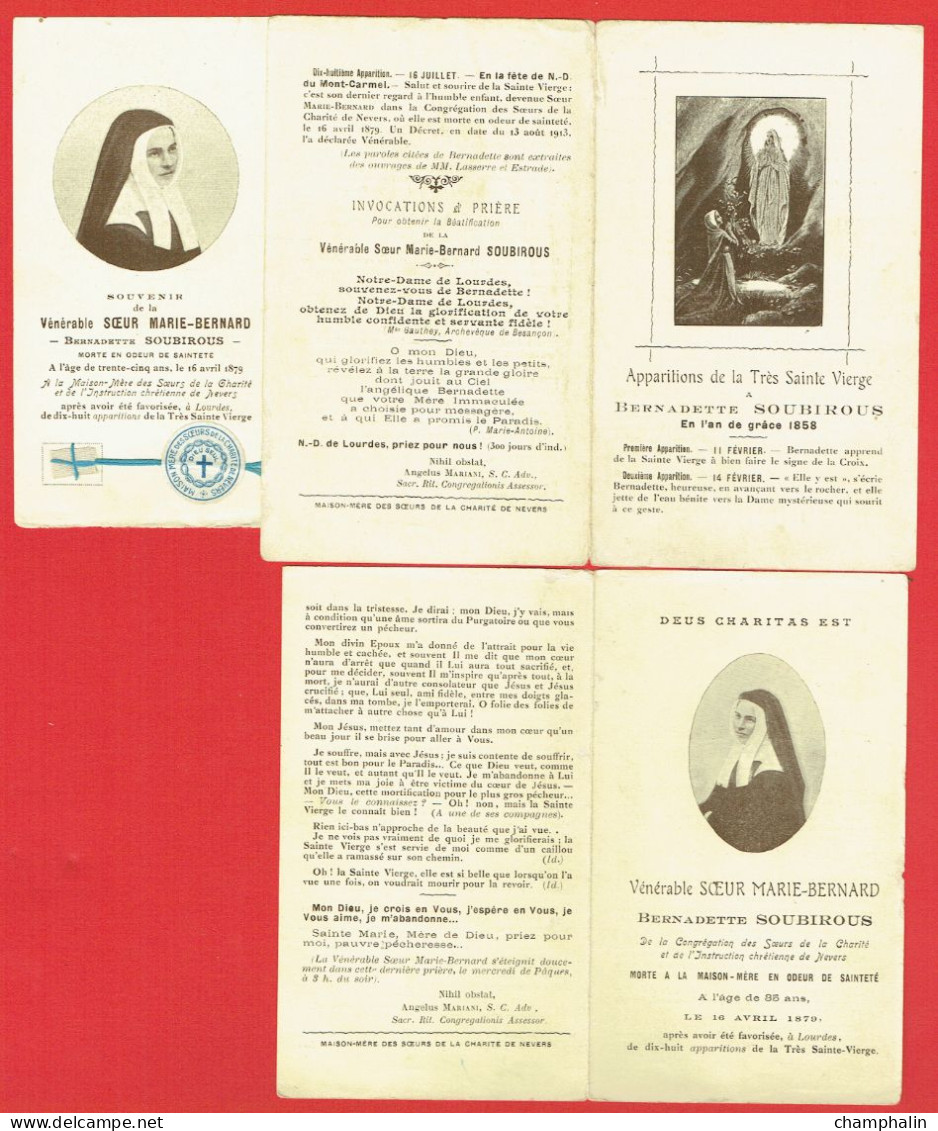 Lot De 3 Images Pieuses - Soeur Marie-Bernard - Bernadette Soubirous - Religion & Esotericism