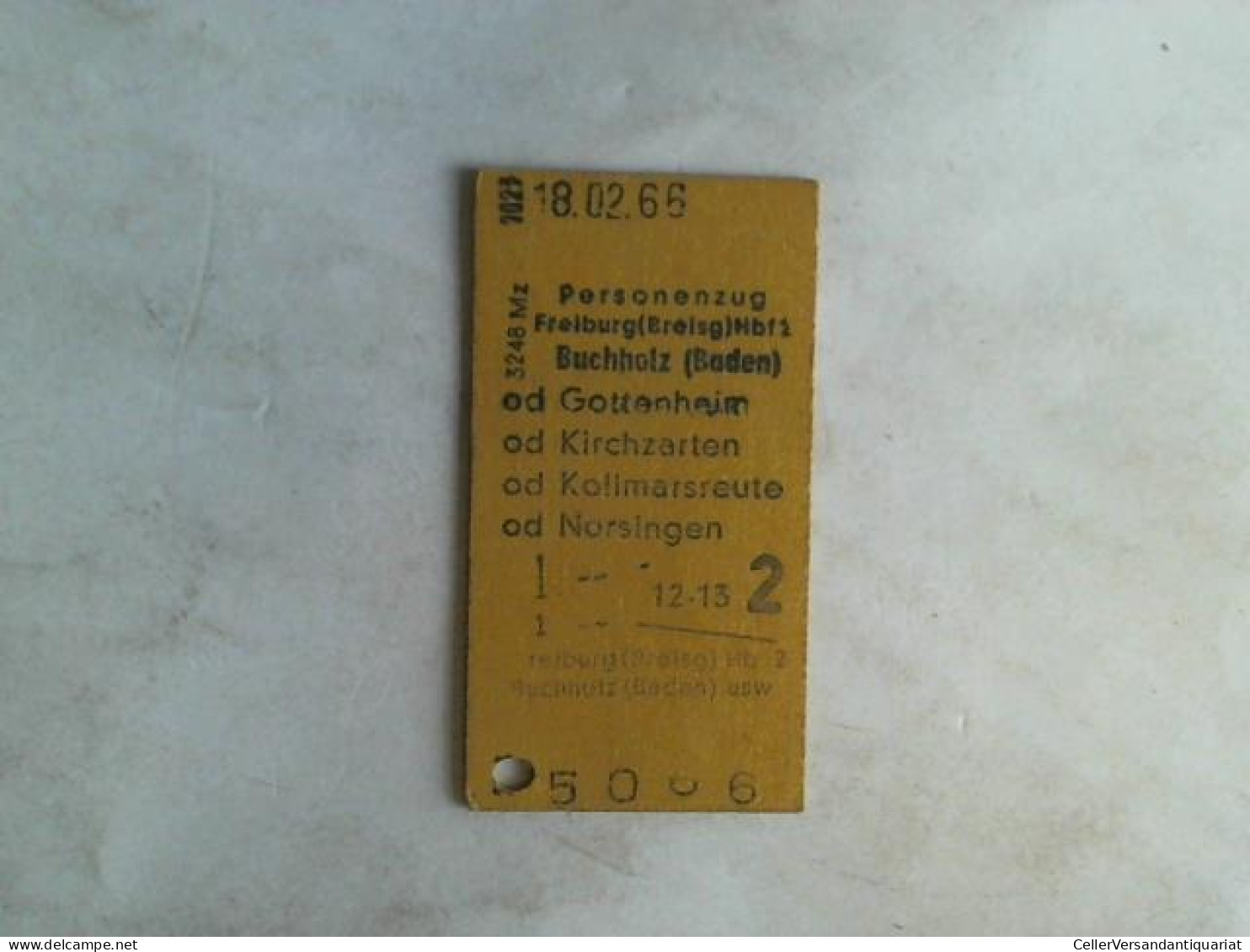 Fahrkarte Personenzug Freiburg (Breisg) Hbf 1 - Buchholz (Baden) Od Gottenheim Od Kirchzarten Od Kollmarsreute Od... - Unclassified