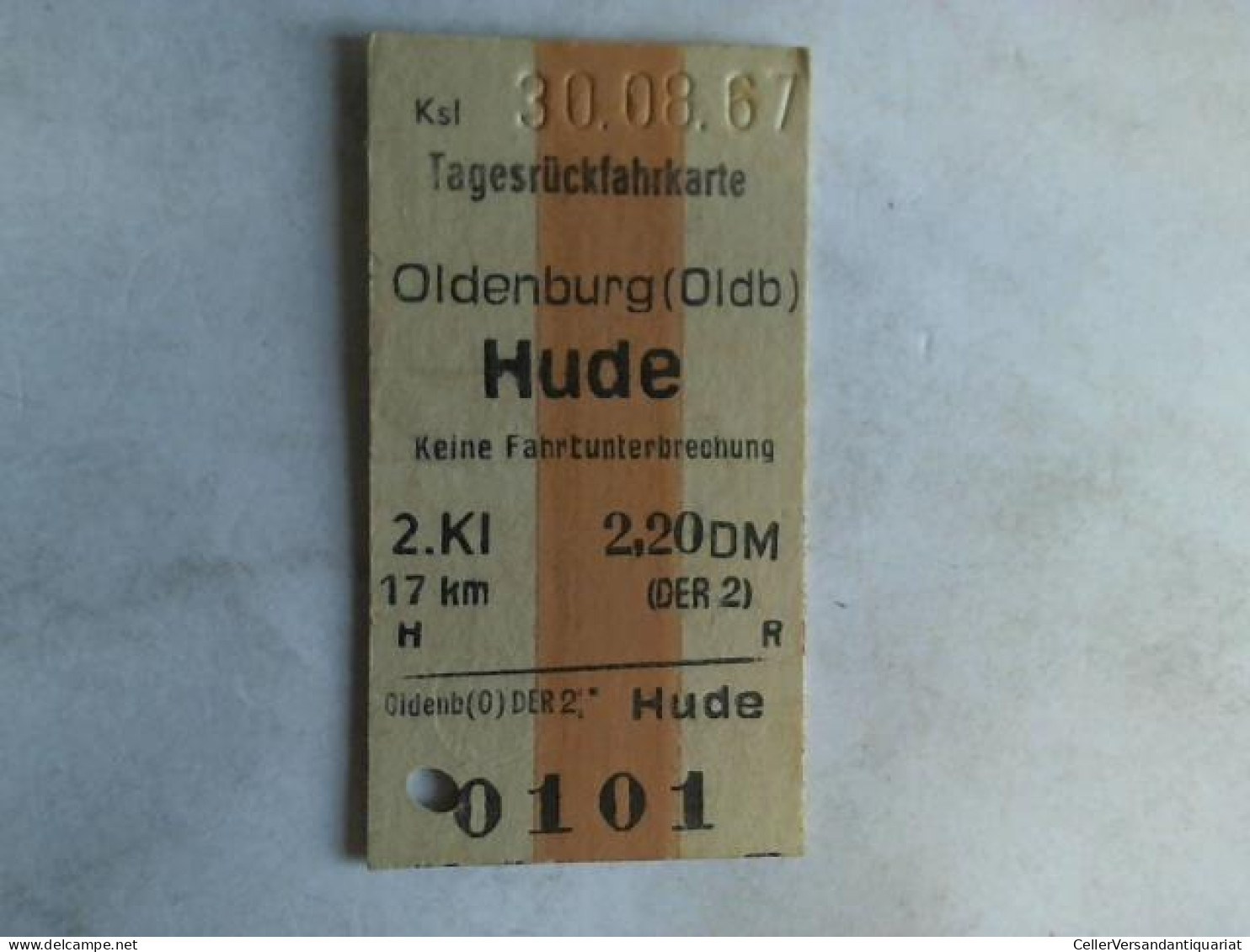 Tagesrückfahrkarte Oldenburg (Oldb) - Hude Von (Eisenbahn-Fahrkarte) - Unclassified