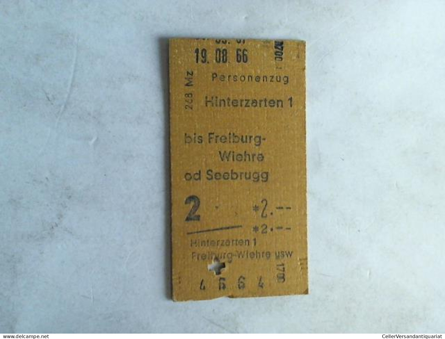 Fahrkarte Personenzug Hinterzarten 1 Bis Freiburg-Wiehre Od Seebrugg Von (Eisenbahn-Fahrkarte) - Unclassified