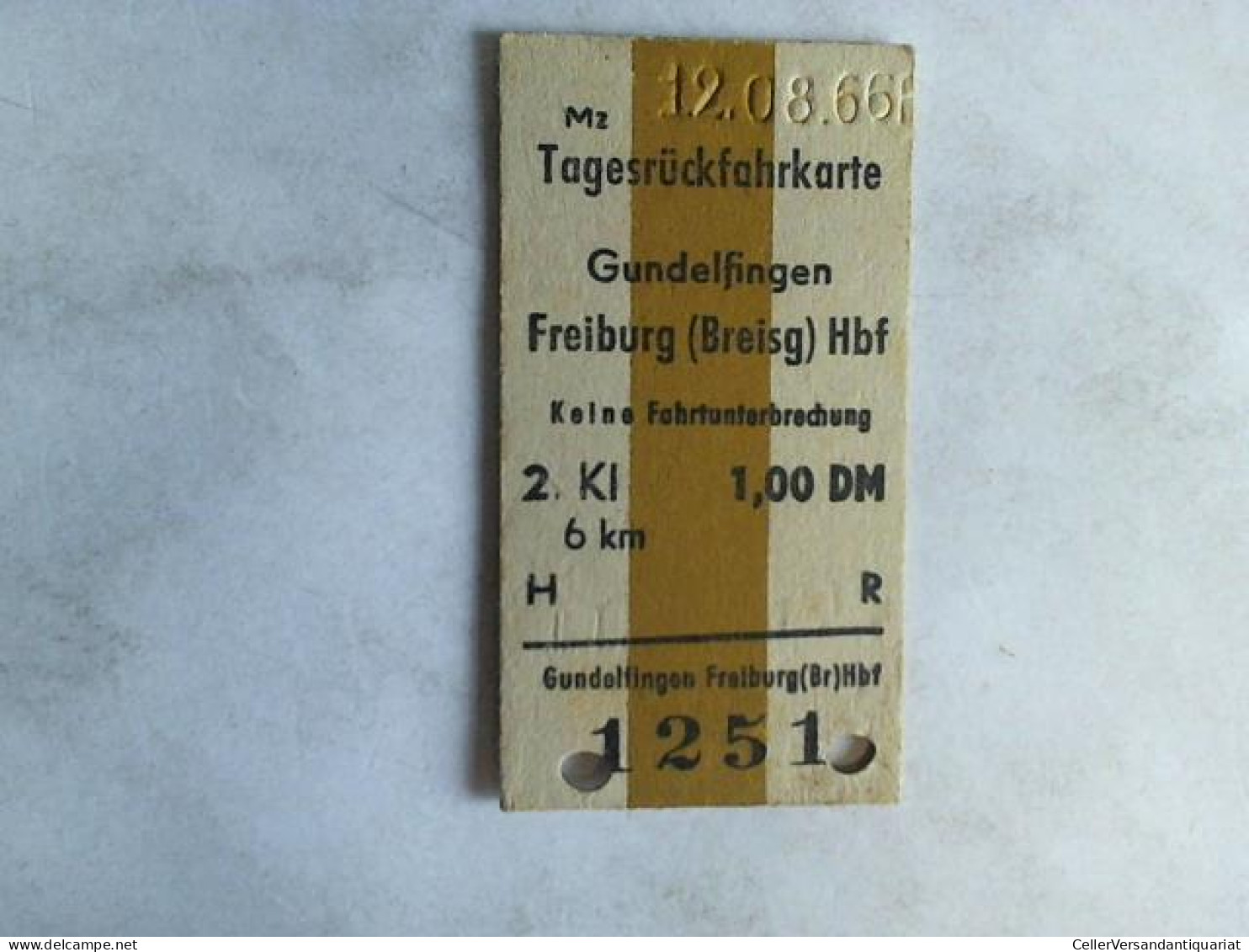 Tagesrückfahrkarte Gundelfingen - Freiburg (Breisg) Hbf. 2. Klasse Von (Eisenbahn-Fahrkarte) - Unclassified