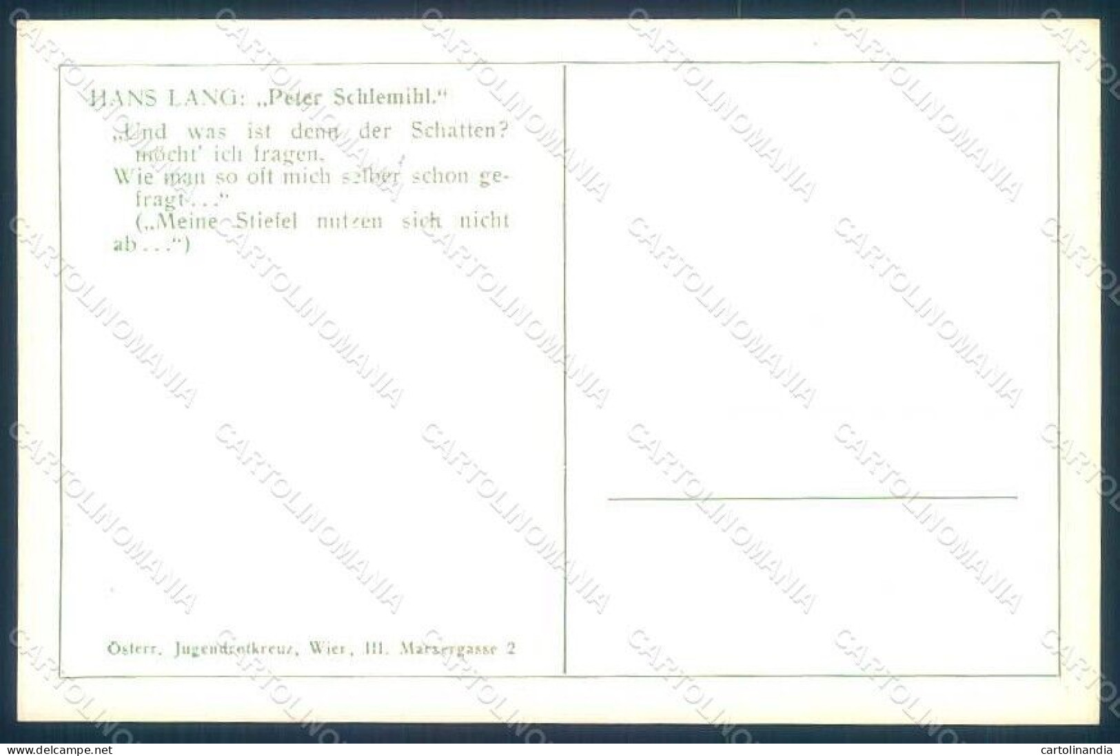 Artist Signed Lang H. Fairy Tales Peter Schlemihl Postcard HR1228 - Autres & Non Classés