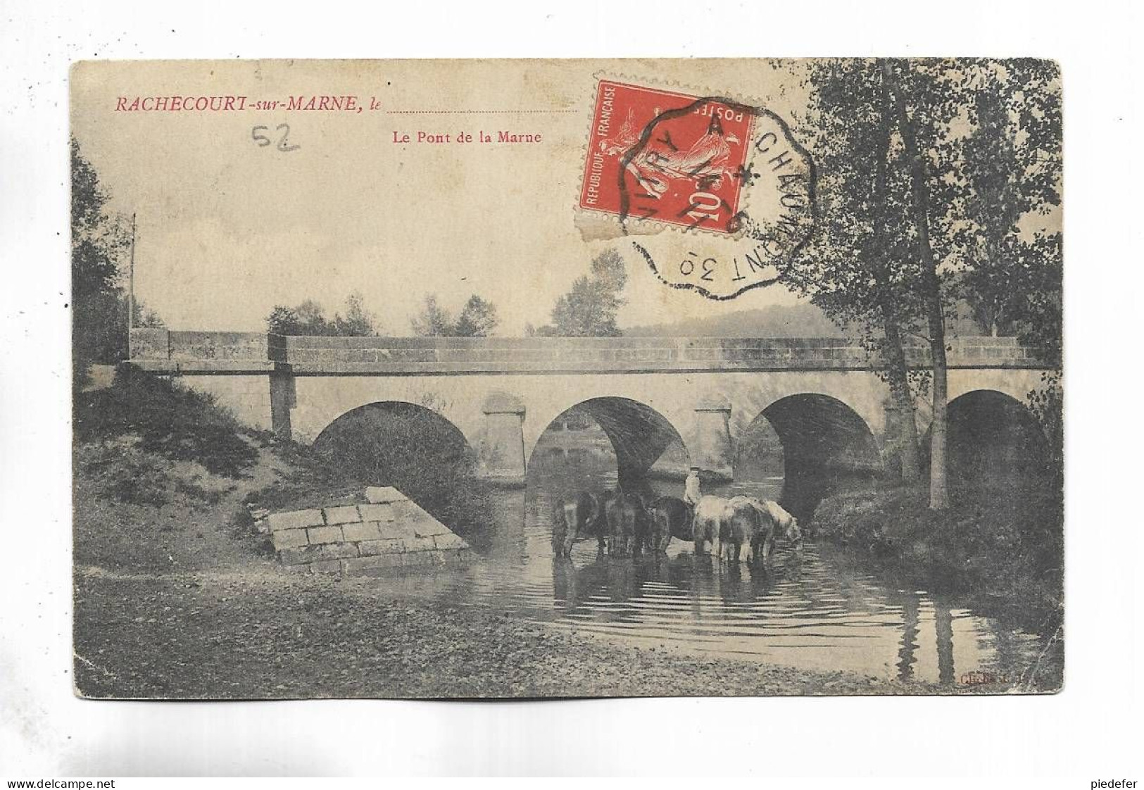 52 - RACHECOURT-sur-MARNE - Le Pont De La Marne - Troupeau S' Abreuvant. - Sonstige & Ohne Zuordnung