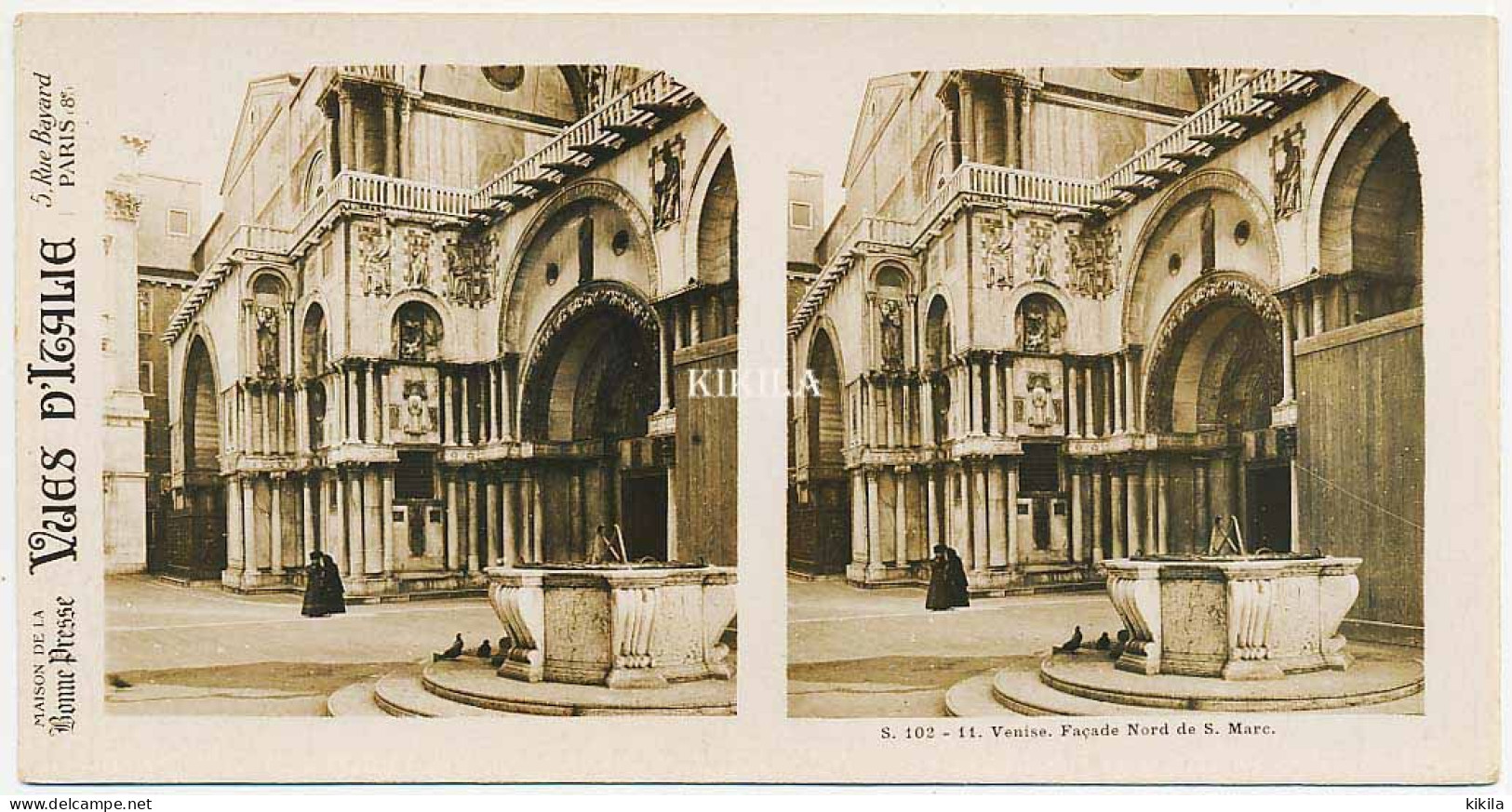 Photo Stéréoscopique 7,2x7,5cm Carte 17,2x8,9cm Vues D'Italie S. 102 - 11 VENISE Façade Nord De S. Marc* - Photos Stéréoscopiques