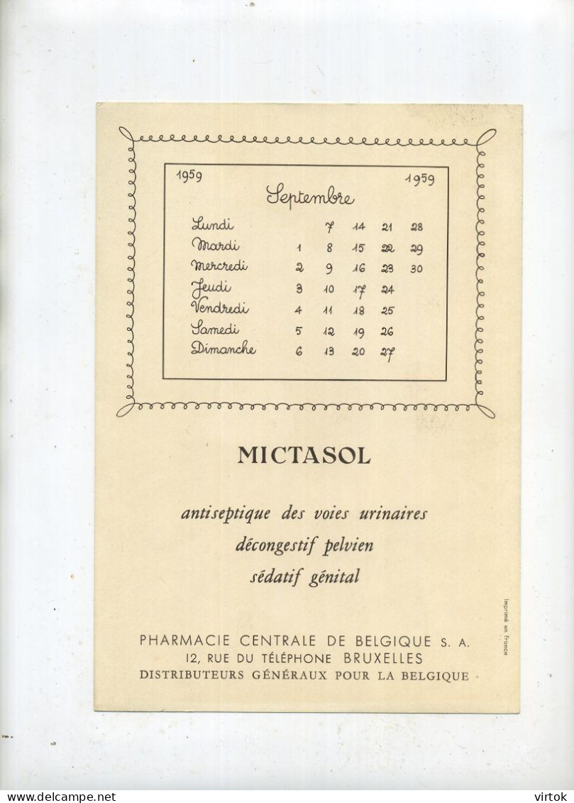 Illustrateur JEAN SELLUS (pharmacie Centrale Bruxelles) 1959 -- Voir Verso Pour Le Mois (  23 X 16 Cm) : Excellent  état - Advertising