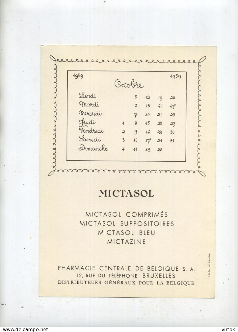 Illustrateur JEAN SELLUS (pharmacie Centrale Bruxelles) 1959 -- Voir Verso Pour Le Mois (  23 X 16 Cm) : Excellent  état - Advertising