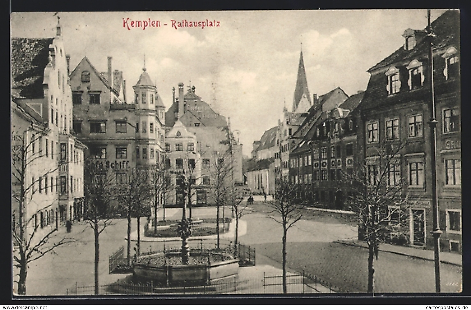 AK Kempten / Allgäu, Rathausplatz Mit Cafe Schiff Und Brunnen  - Kempten