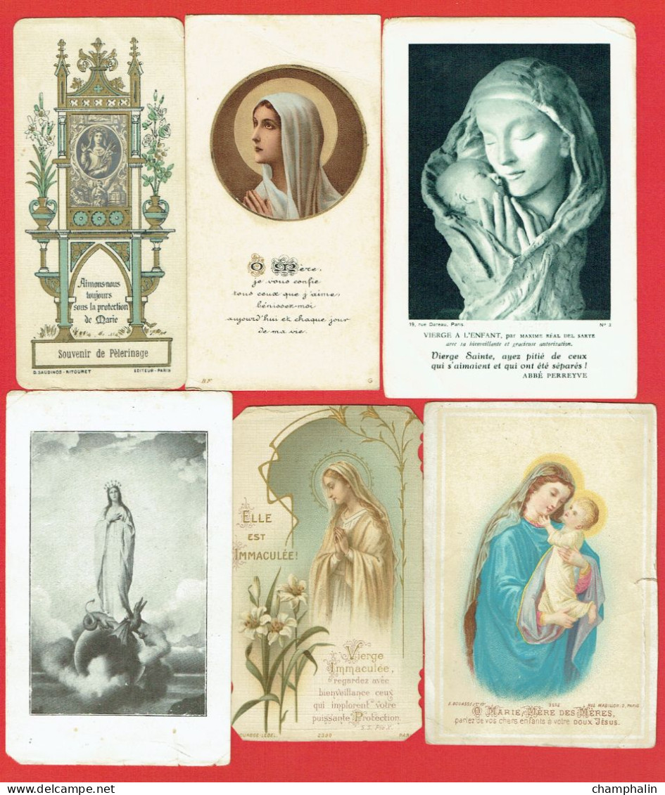 Lot De 6 Images Pieuses - Vierge Marie - Religion & Esotericism