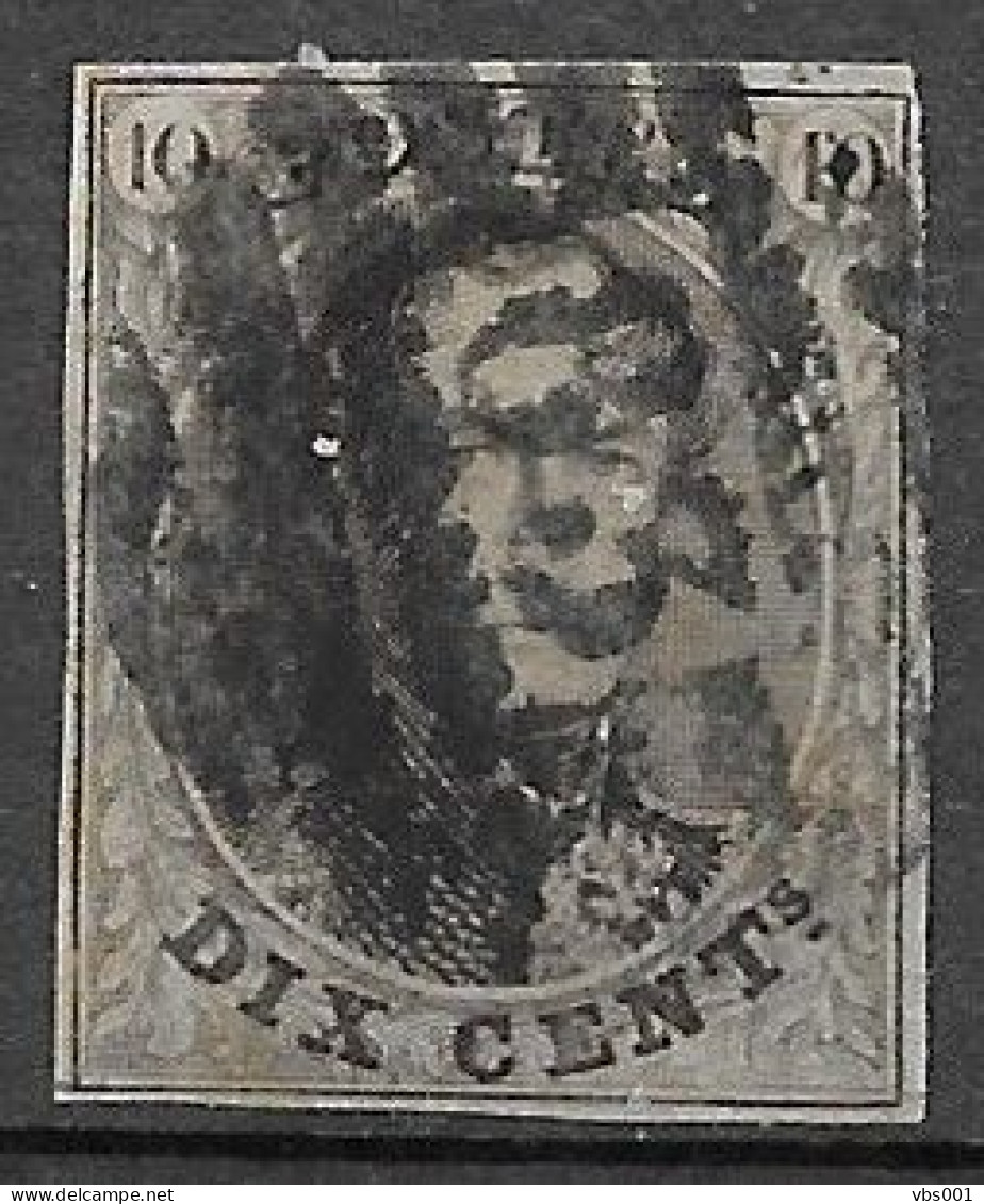 OBP10 Met 4 Randen En Met Balkstempel P83 8B Mons (zie Scans) - 1858-1862 Medaillen (9/12)