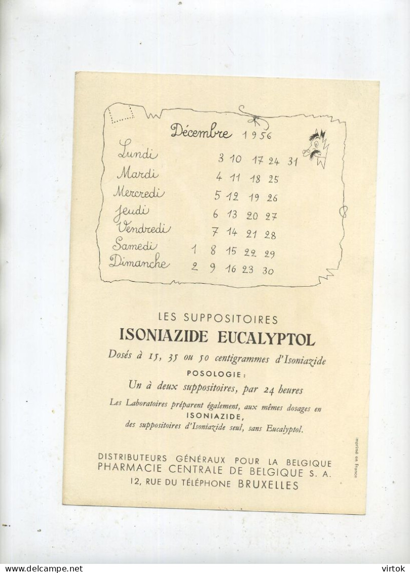 Illustrateur Ajubou   (JEAN SELLUS  )    (pharmacie Centrale Bruxelles) 1959 -- Voir Verso Pour Le Mois - Advertising