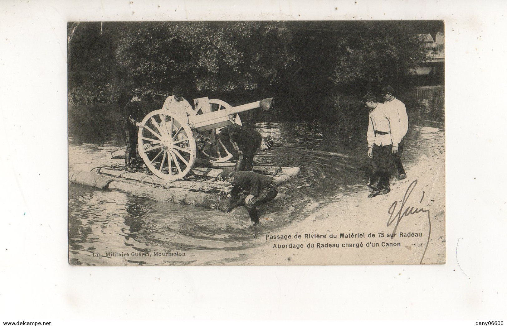 Passage De Rivière Du Matériel De 75 Sur Radeau, Abordage Du Radeau Chargé D'un Canon (carte Animée) - Manoeuvres