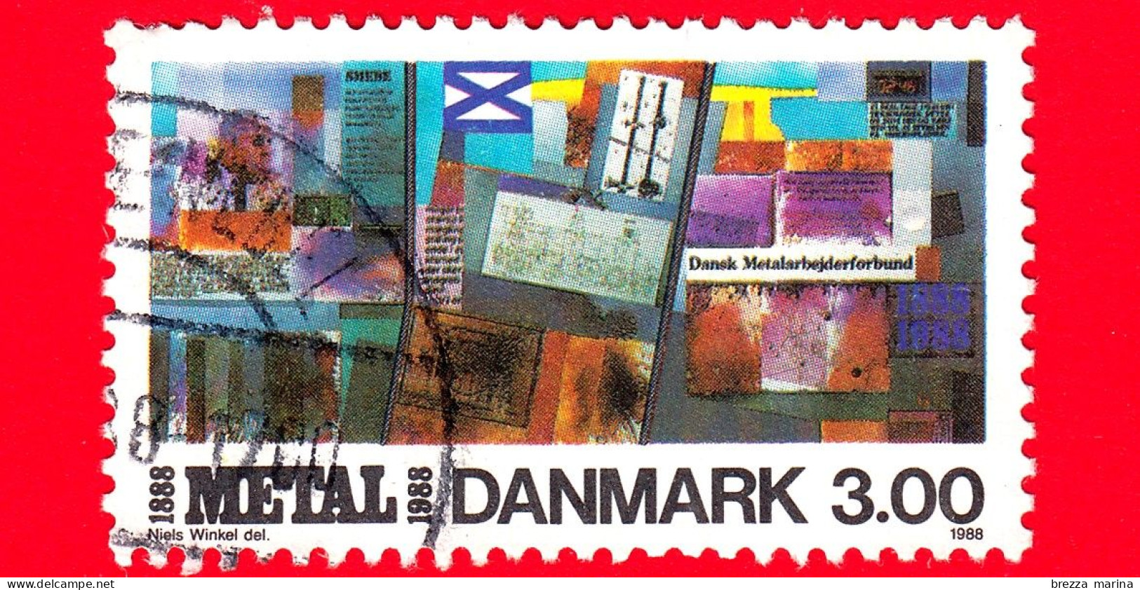 DANIMARCA - Danmark - 1988 - 100 Anni Dell'industria Sindacale Dei Metalli - Trade Union - 3.00 - Gebruikt