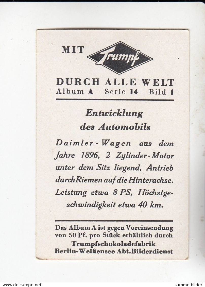 Mit Trumpf Durch Alle Welt Entwicklung Des Automobils  Daimler Wagen 1896   A Serie 14 #1 Von 1933 - Otras Marcas