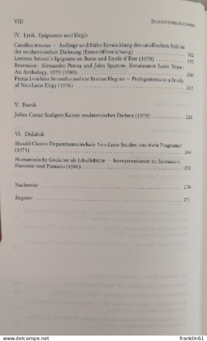 Litterae Neolatinae. Schriften Zur Neulateinischen Literatur. - Autres & Non Classés