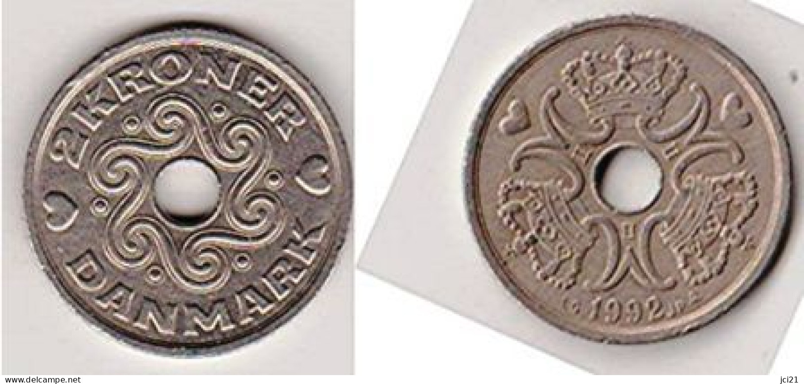 DANEMARK - PIÈCE DE 2 KRONER DE 1992 Coeur Couronne [N16]_NUMI51 - Afrique Du Sud