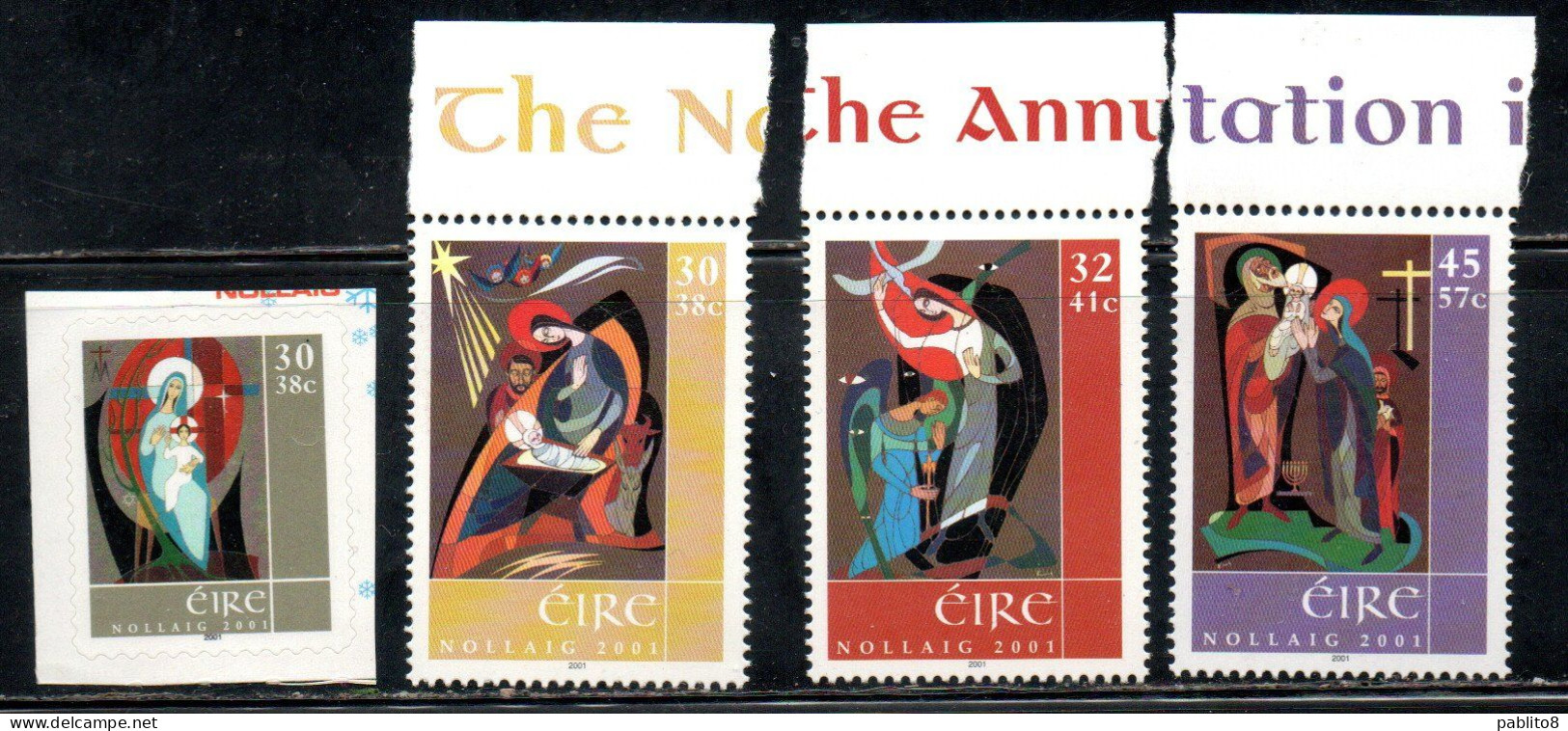 EIRE IRELAND IRLANDA 2001 CHRISTMAS ANNUNCIATION NOLLAIG NATALE NOEL WEIHNACHTEN NAVIDAD COMPLETE SET SERIE COMPLETA MNH - Nuovi