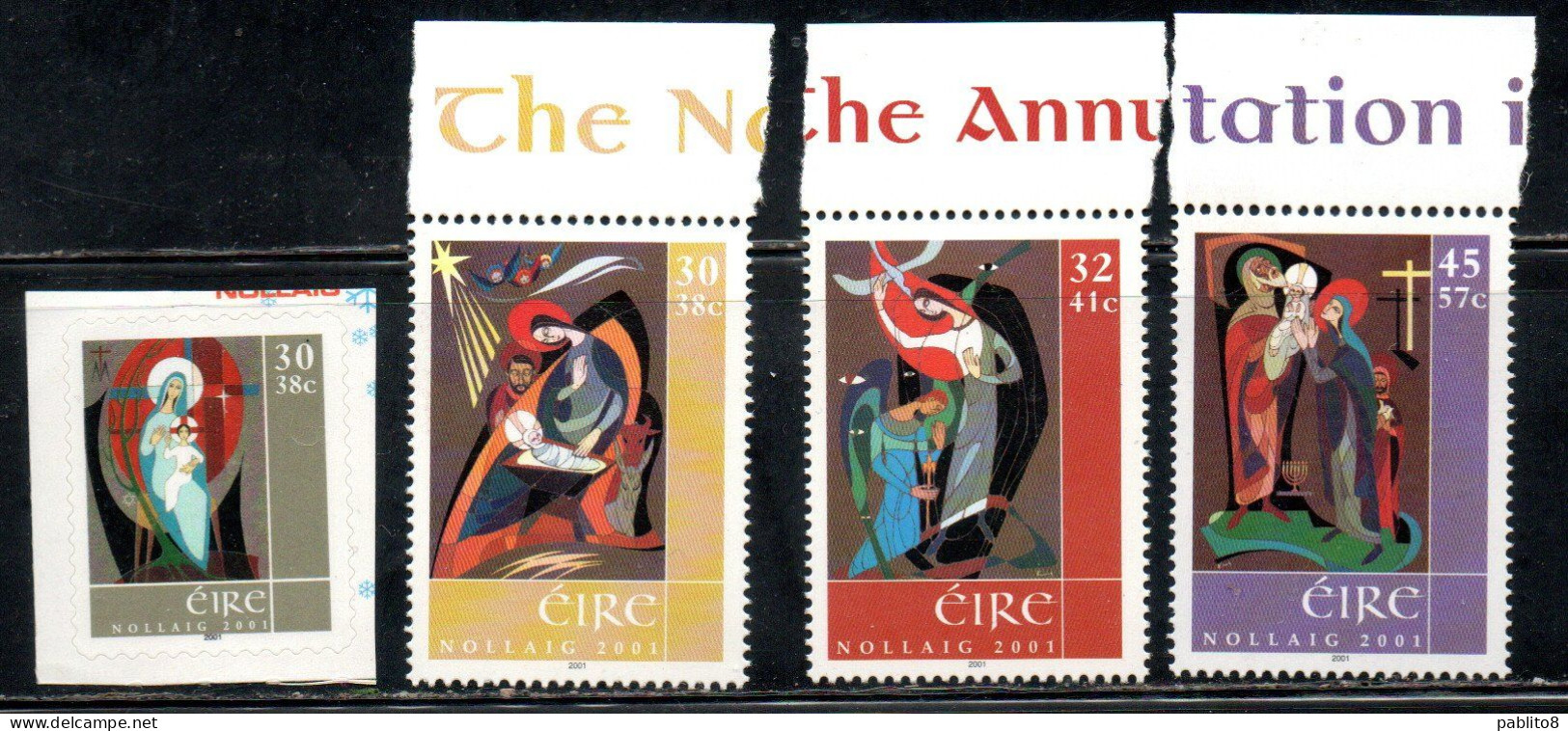 EIRE IRELAND IRLANDA 2001 CHRISTMAS ANNUNCIATION NOLLAIG NATALE NOEL WEIHNACHTEN NAVIDAD COMPLETE SET SERIE COMPLETA MNH - Unused Stamps