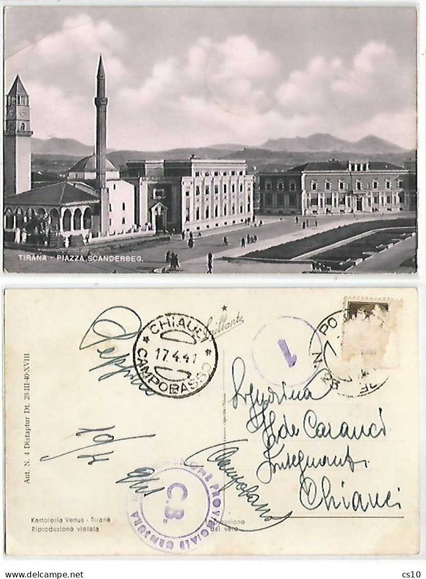 Albania Shqiperia Skanderbeg Scanderbeg Square In Tirana PPC Italy Occupation Era 10apr1941 X Italy Militar Post #23 - Albania