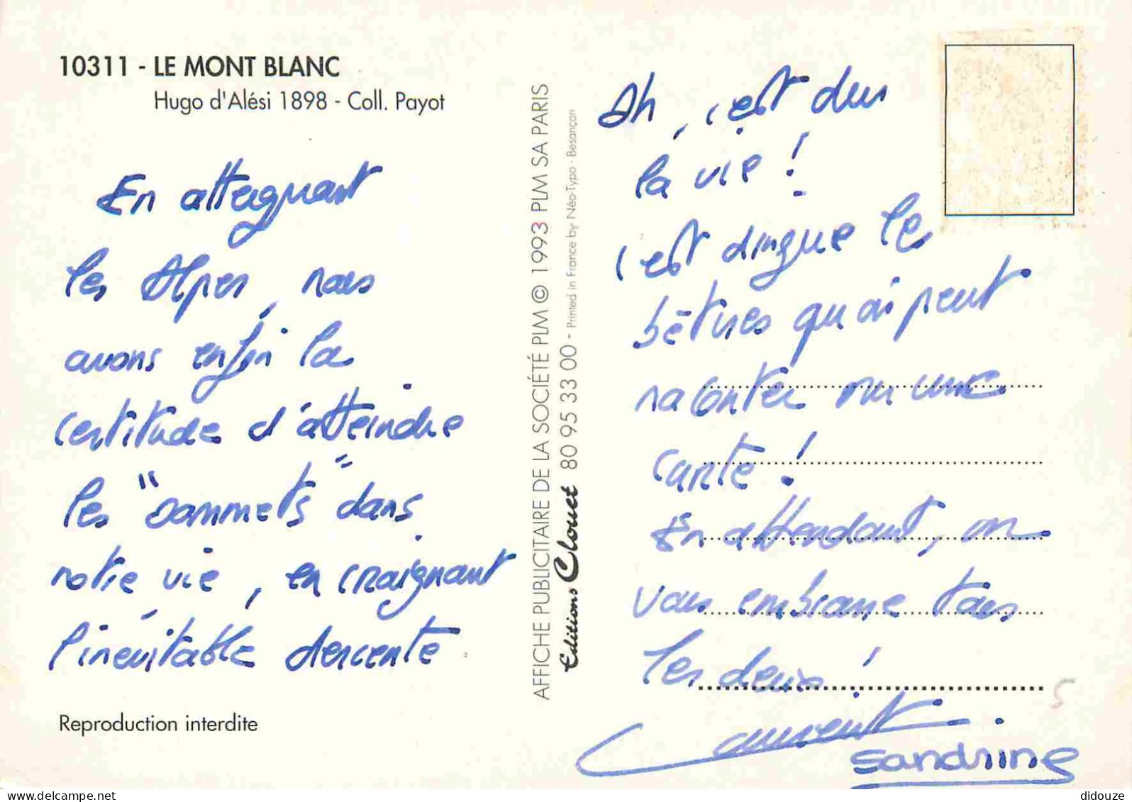 Publicite - Chemins De Fer P.L.M. - Le Mont Blanc - IllustrationHugo D'Alési Illustrateur - Vintage - Reproduction D'Aff - Werbepostkarten