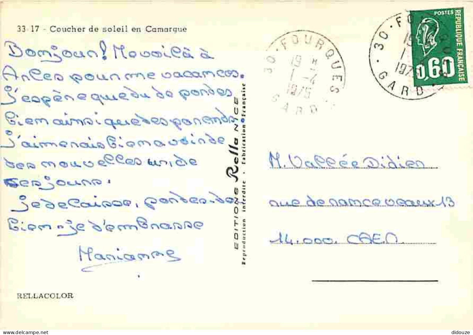 Animaux - Chevaux - Camargue - Coucher De Soleil - Chevaux En Liberté Dans Les Marais - CPM - Voir Scans Recto-Verso - Chevaux