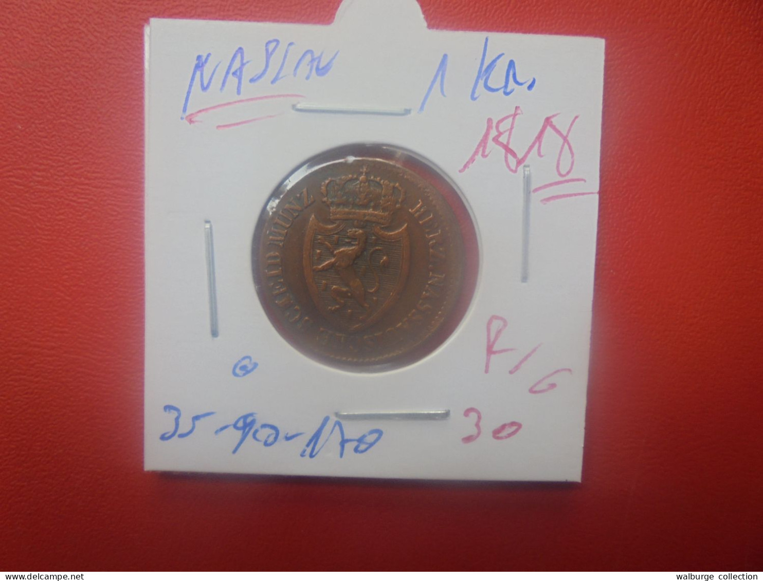 NASSAU 1 KREUZER 1818 RARE ! (A.13) - Groschen & Andere Kleinmünzen