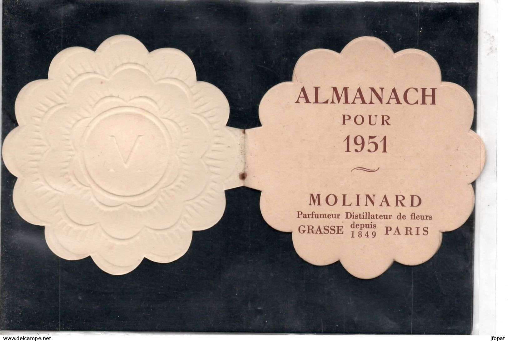 PUBLICITÉ - Almanach Pour 1951, Parfum Orval De Molinard (voir Description) - Advertising