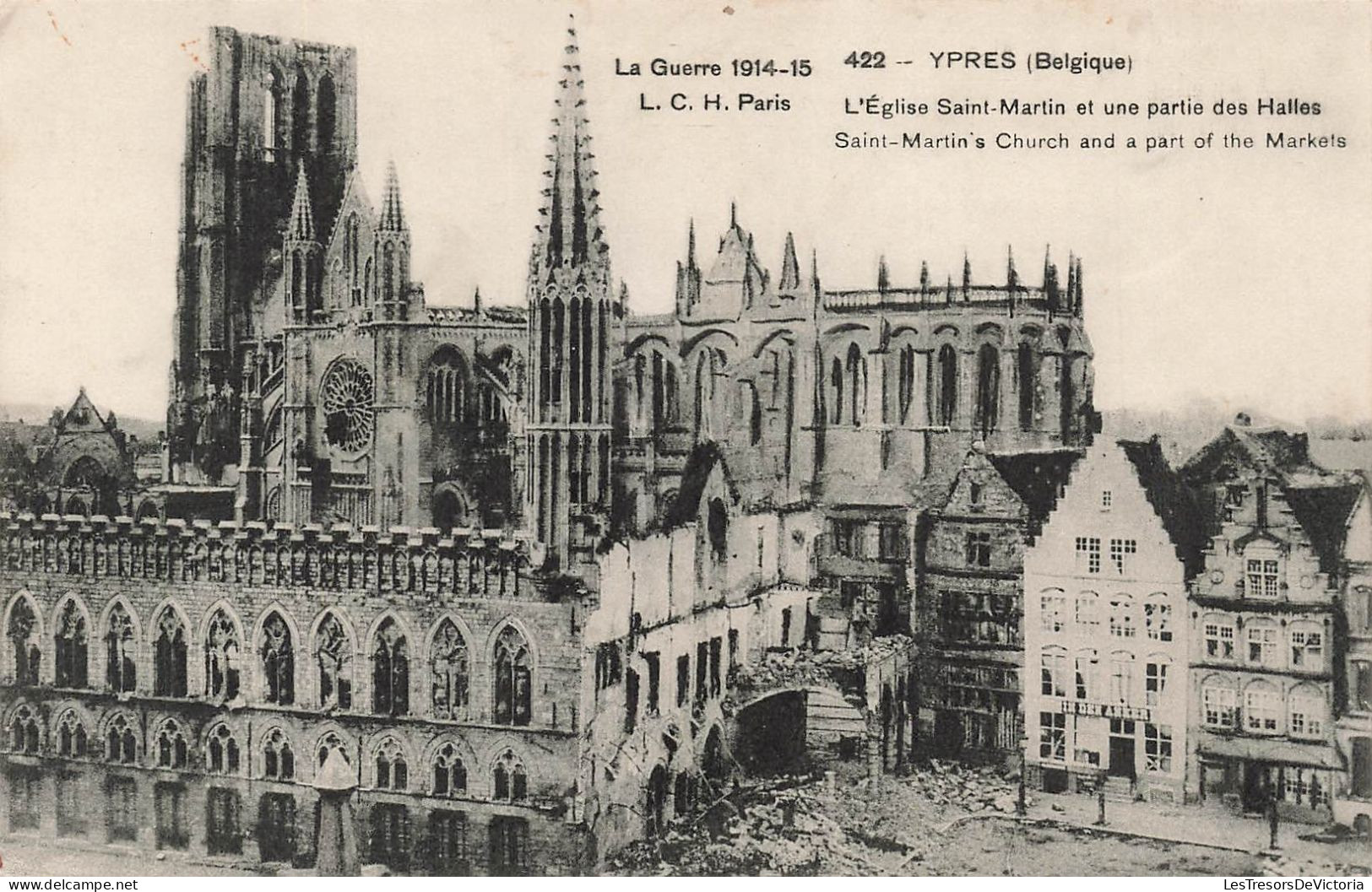 MILITARIA - La Guerre 1914-15 - Ypres - L'église Saint Martin Et Une Partie Des Halles - Carte Postale Ancienne - Malerei & Gemälde