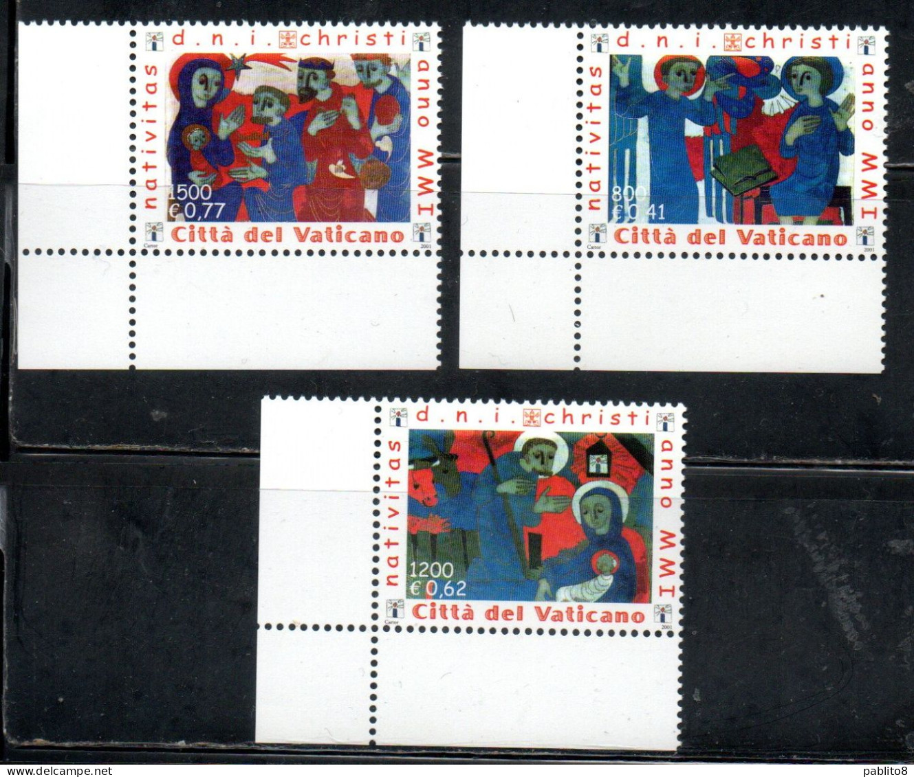 CITTÀ DEL VATICANO VATICAN VATIKAN 2001 NATALE CHRISTMAS NOEL WEIHNACHTEN NAVIDAD NATAL SERIE COMPLETA COMPLETE SET MNH - Nuovi