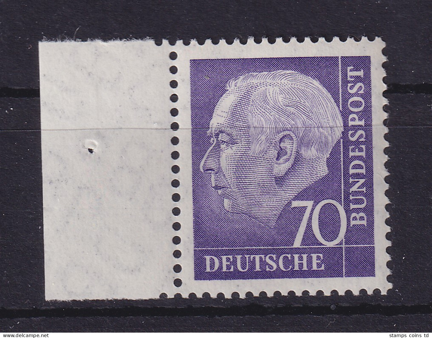 Bundesrepublik 1957 Theodor Heuss 70 Pf Mi.-Nr. 263 X V Randstück ** - Unused Stamps