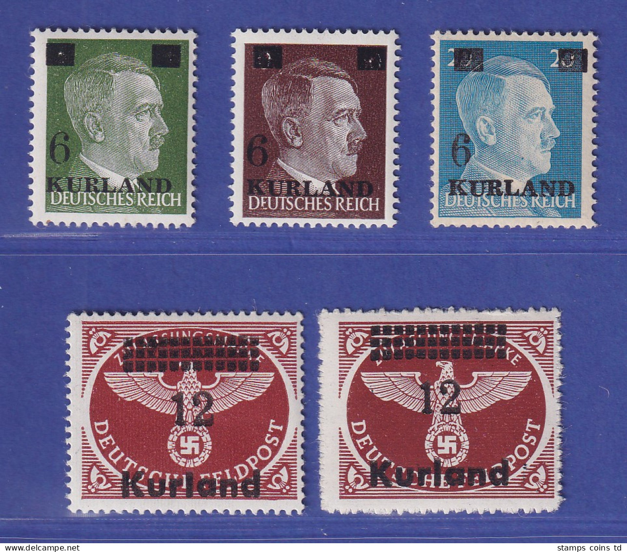 Dt. Besetzung 2. Weltkrieg Kurland 1945 Mi.-Nr 1-3, 4 A / B Kpl. Postfrisch ** - Ocupación 1938 – 45