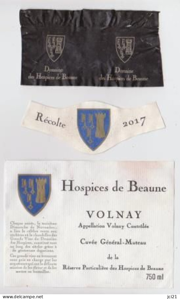 Etiquette, Millésime Et Partie De Capsule HOSPICES DE BEAUNE " VOLNAY 2017 - Cuvée Général-Muteau " (2786)_ev717 - Bourgogne