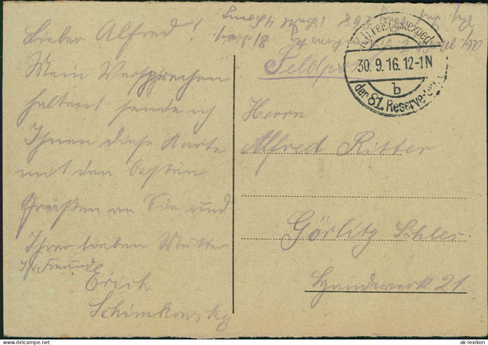 Postcard Warschau Warszawa Pomnik Mickiewicza. 1916  Gel. FELDPOST - Pologne