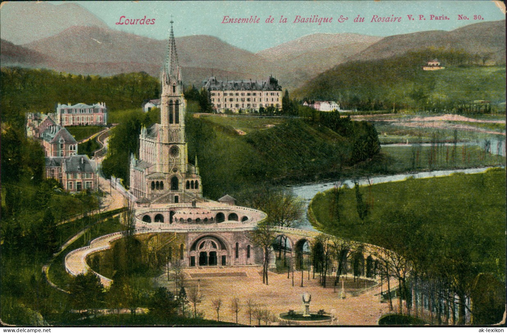 CPA Lourdes Lorda Ensemble De La Basilique & Du Rosaire 1912 - Lourdes