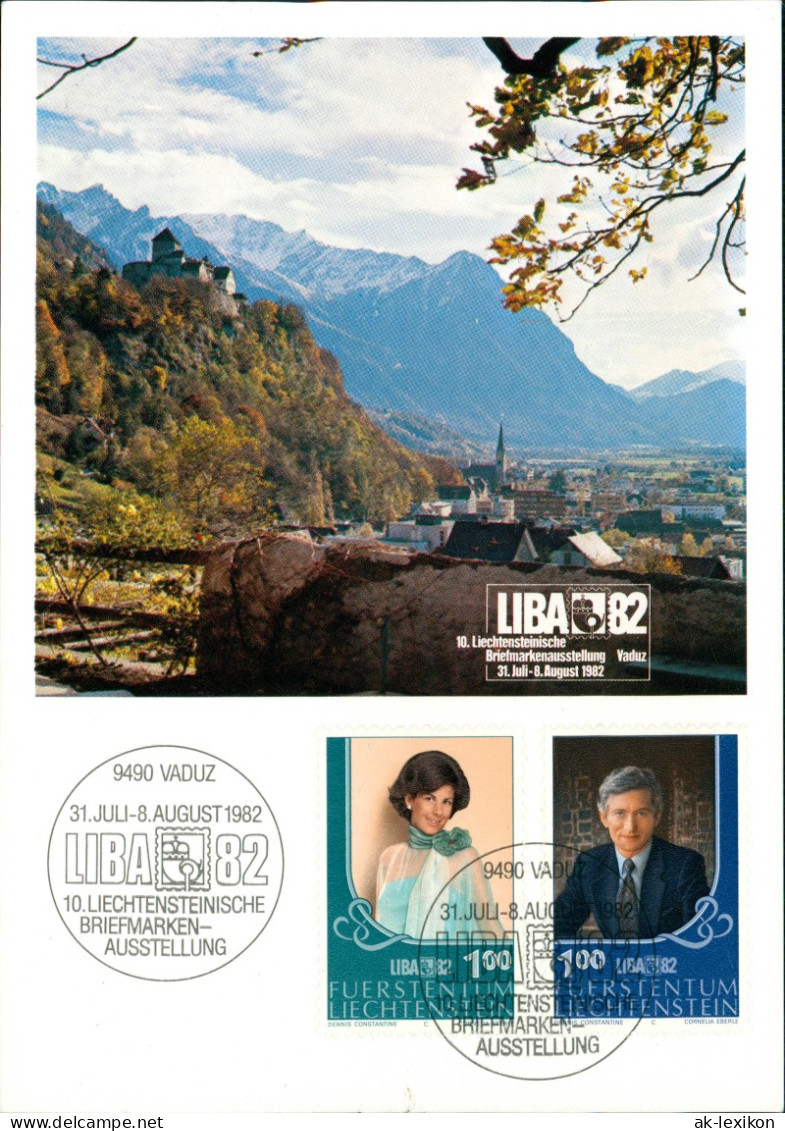 Postcard Vaduz Schloss Vaduz 1982  Mit Guter LIBA Frankatur Und Sonderstempel - Liechtenstein