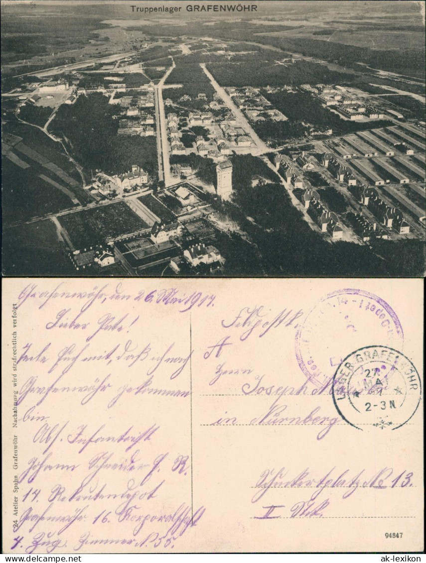 Ansichtskarte Grafenwöhr Luftbild Truppenübungsplatz 1917  Gel. Als Feldpost - Grafenwöhr