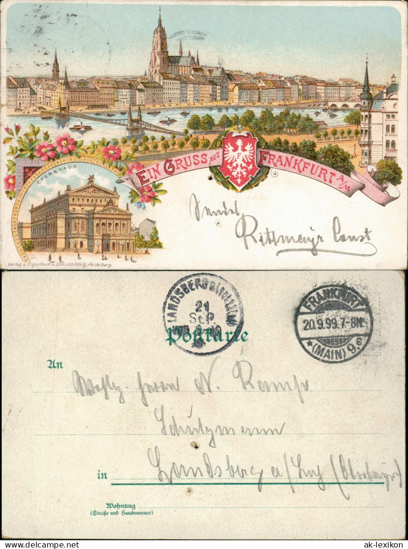Litho AK Frankfurt Am Main Stadt, Brücke, Opernhaus - Gruss Aus 1899 - Frankfurt A. Main