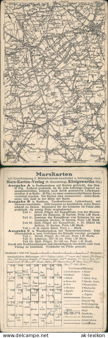 CPA Armentières Landkarten AK Marskarte 1:200000 1916 - Armentieres