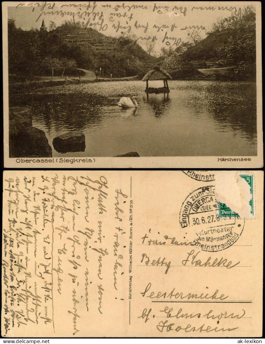 Ansichtskarte Oberkassel-Bonn Märchensee, Schwan 1927 - Bonn