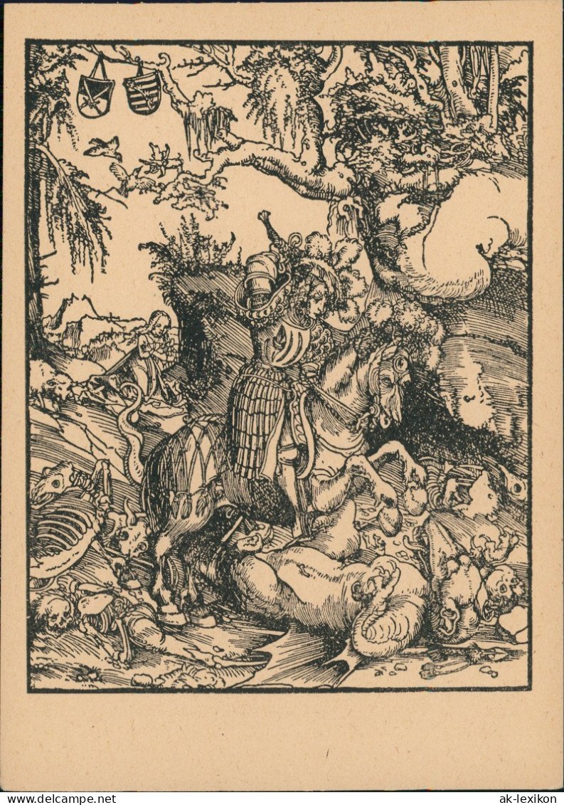 Künstlerkarte Gemälde Kunstwerke Georg Drachen Tötend Lukas Cranach D. A. 1932 - Malerei & Gemälde