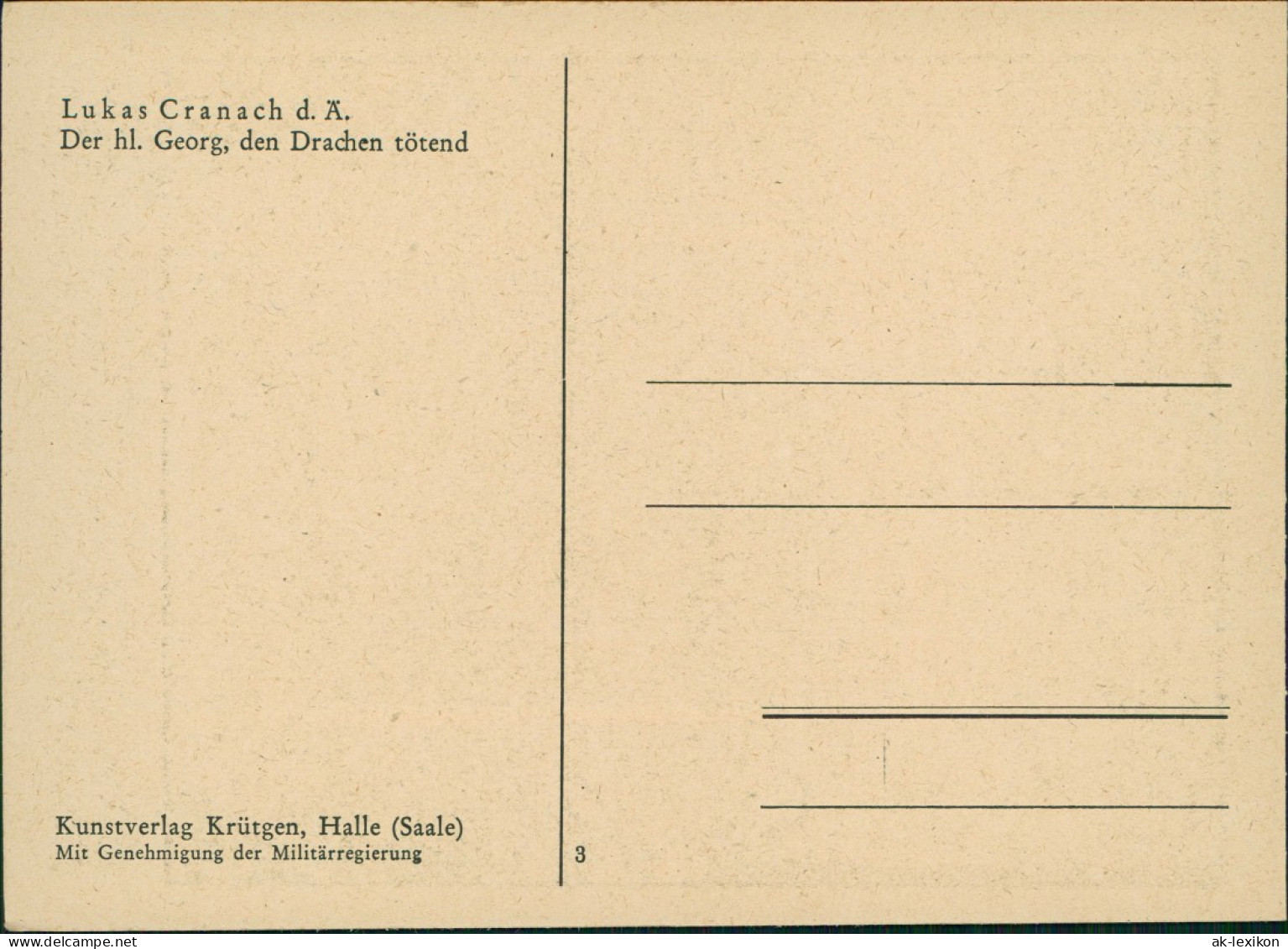 Künstlerkarte Gemälde Kunstwerke Georg Drachen Tötend Lukas Cranach D. A. 1932 - Malerei & Gemälde