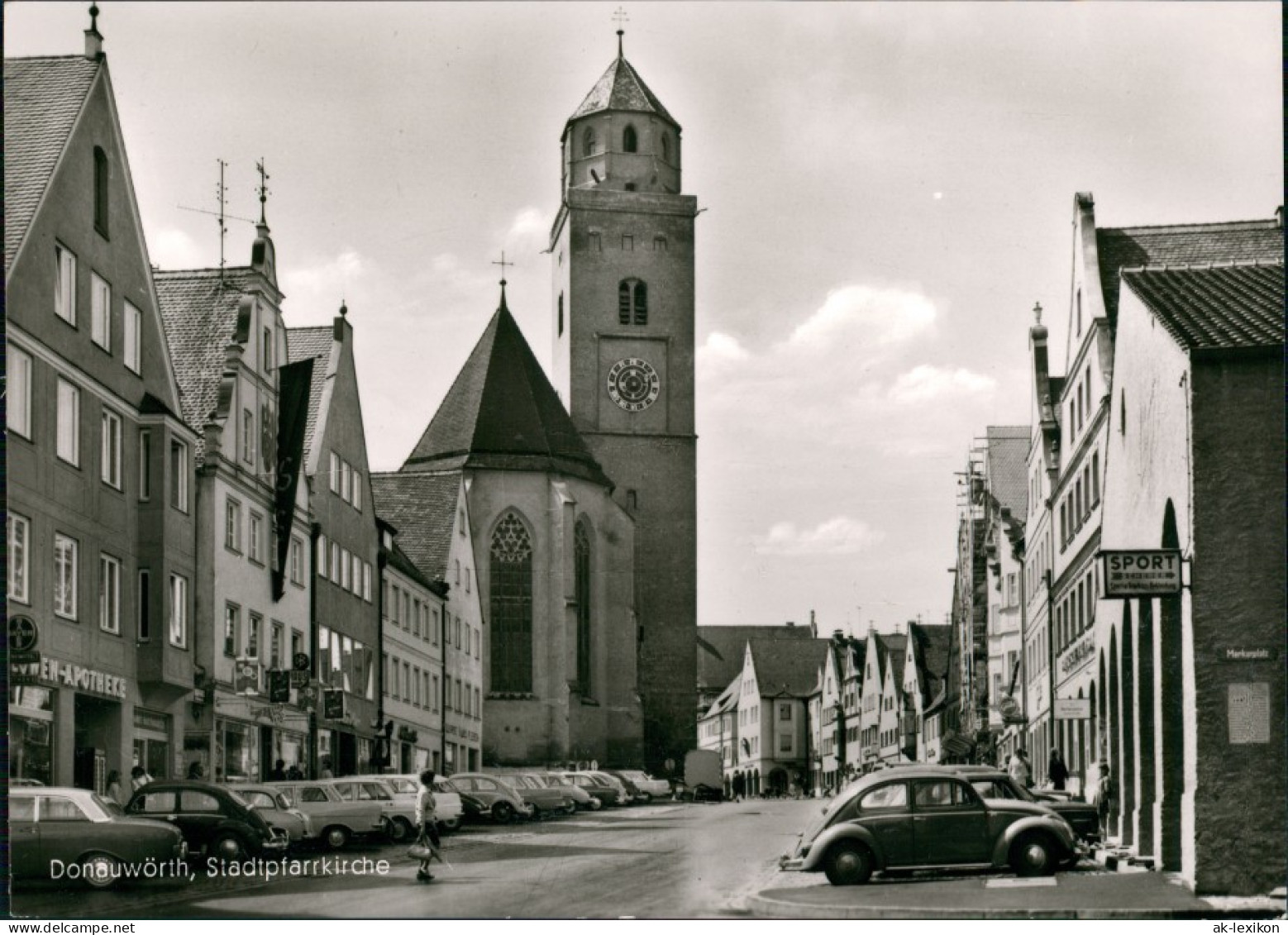 Donauwörth Stadt-Pfarrkirche, Apotheke, Auto Autos VW Volkswagen Käfer 1965 - Donauwoerth