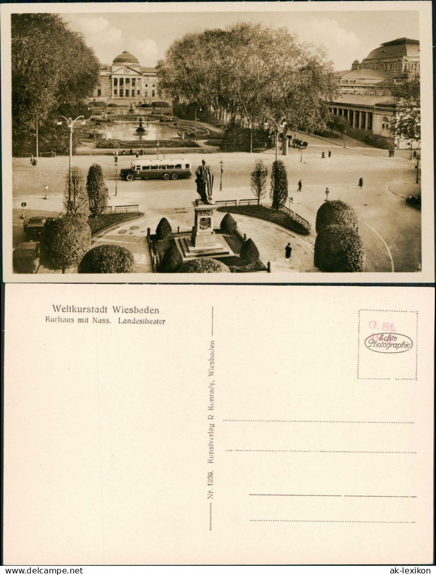 Ansichtskarte Wiesbaden Kurhaus Mit Nass. Landestheater 1930 - Wiesbaden