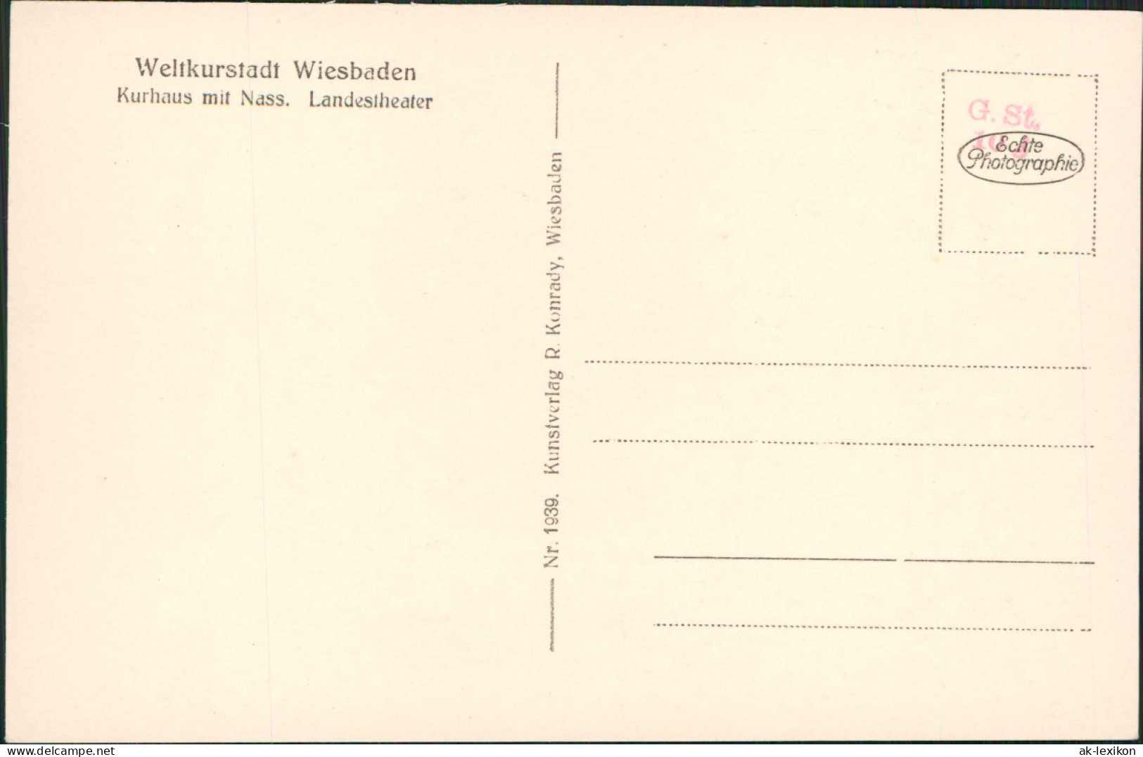 Ansichtskarte Wiesbaden Kurhaus Mit Nass. Landestheater 1930 - Wiesbaden