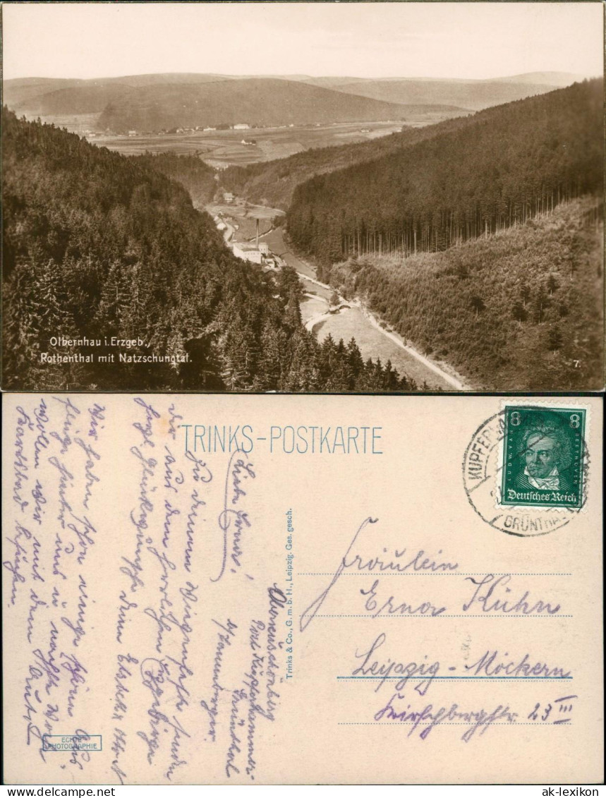 Ansichtskarte Olbernhau Rothenthal Mit Natzschungtal. 1928 - Olbernhau