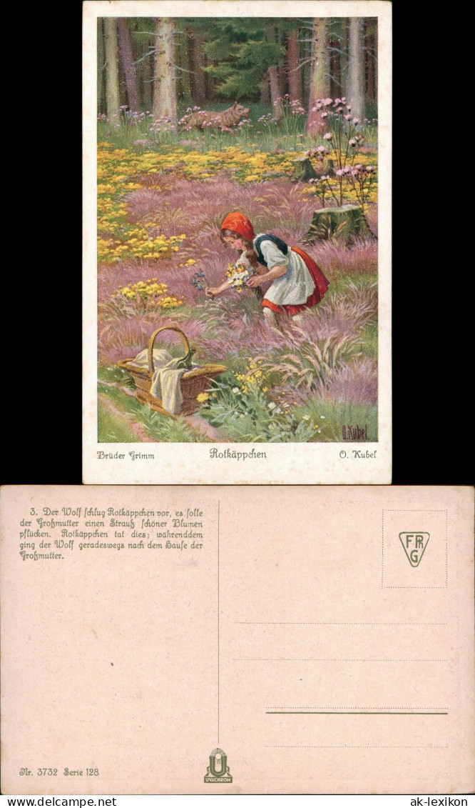 Ansichtskarte  Rotkäppchen Märchen Künstlerkarte O. Kubel 1917 - Märchen, Sagen & Legenden