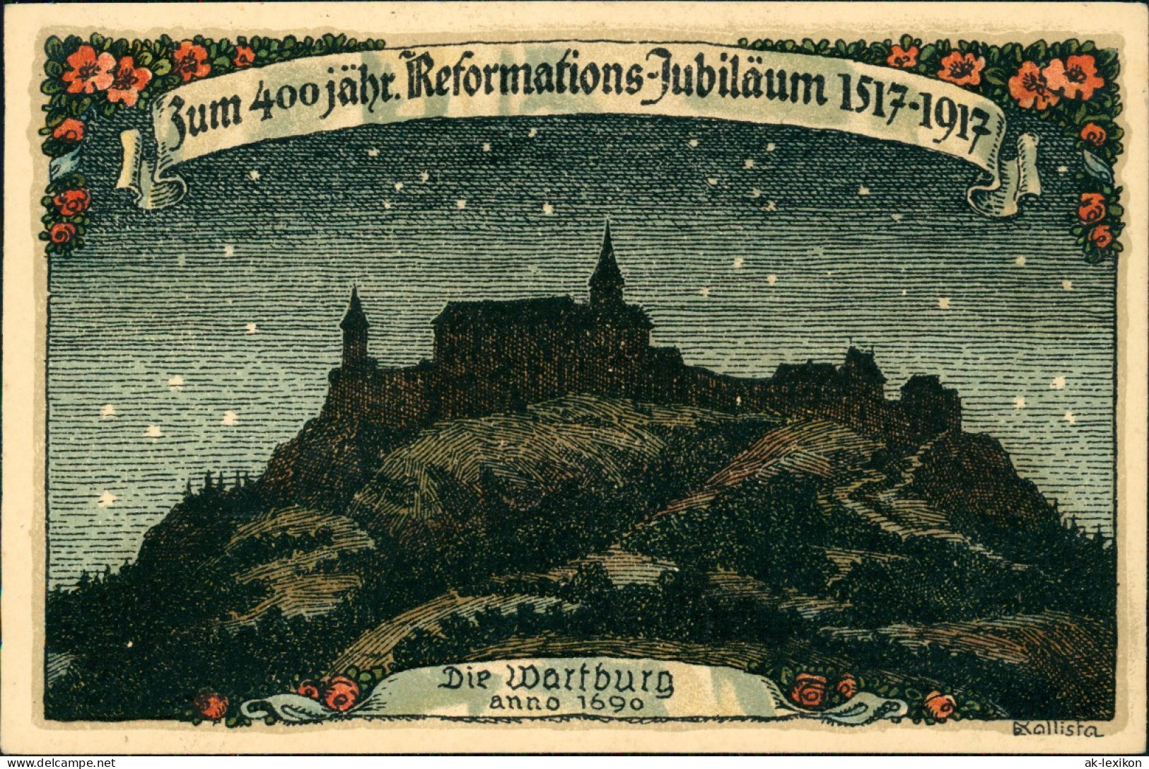 Ansichtskarte Eisenach Wartburg Künstlerkarte 400 Jahre Reformation 1917 - Eisenach