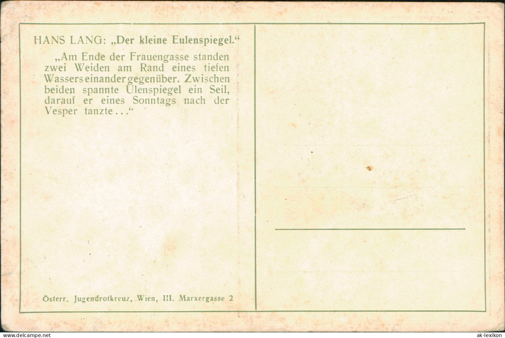 Ansichtskarte  HANS LANG: Der Kleine Eulenspiegel Märchen Künstlerkarte 1922 - Fairy Tales, Popular Stories & Legends