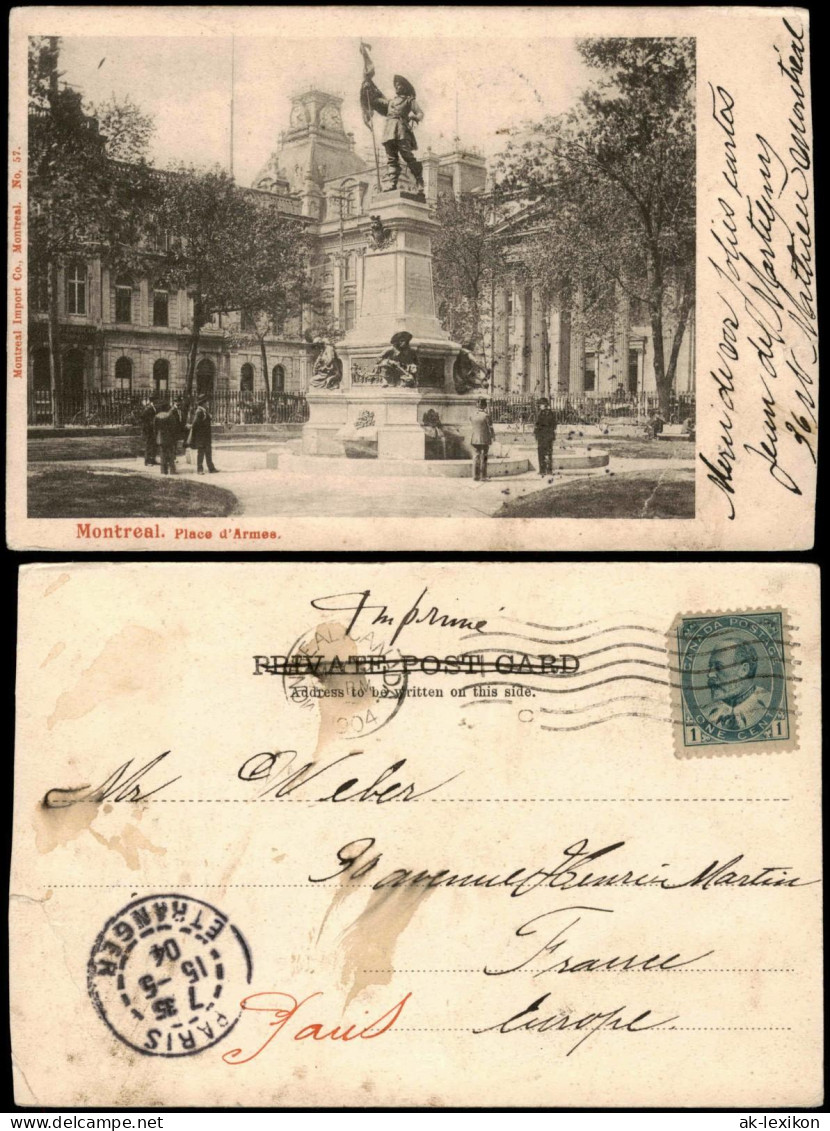 Postcard Montreal Place D'Armes 1904 - Montreal